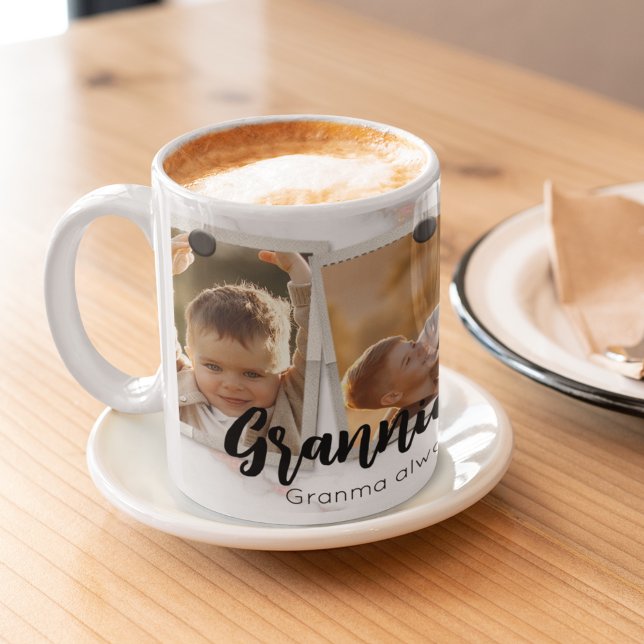 3 Tre foto Modern Elegant Collage Family Kärlek Kaffemugg (Skapare uppladdad)