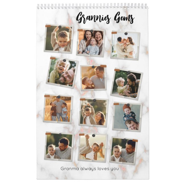 3 Tre foto Modern Elegant Collage Family Kärlek Kalender (Omslag)