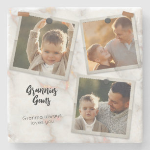 3 Tre foto Modern Elegant Collage Family Kärlek Stenunderlägg