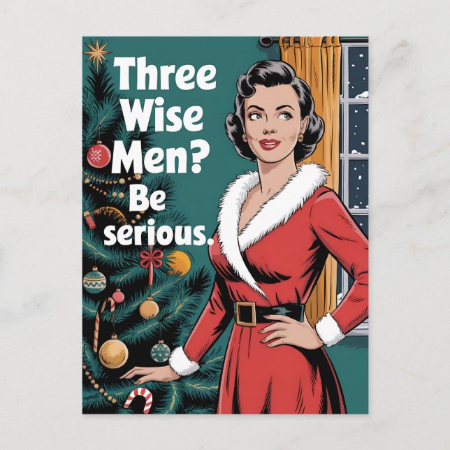3 Tre vise män Serious jul Xmas Vykort (Framsida)