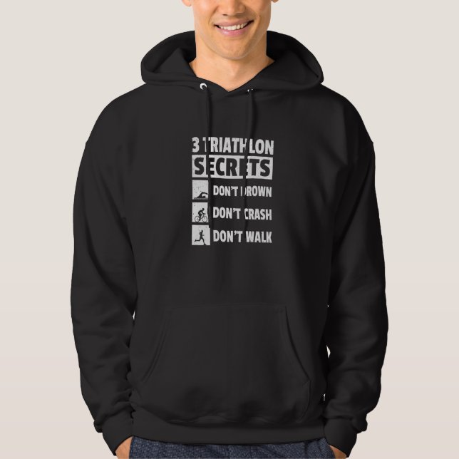 3 Triathlonhemligheter Drunkna inte Krocka inte  Hoodie (Framsida)