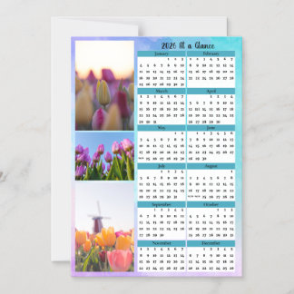 3 Tulip Image At a Glance Calendar Magnetisk Inbjudningskort