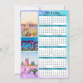 3 Tulpan Bild Överblick Kalender Magnetisk Inbjudningskort