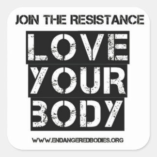 3 tum Kärlek din kroppsetikett Fyrkantigt Klistermärke