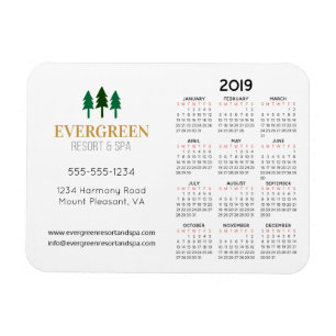 3 tum x 4 tum Affärskort 2019 års kalender - fast Magnet