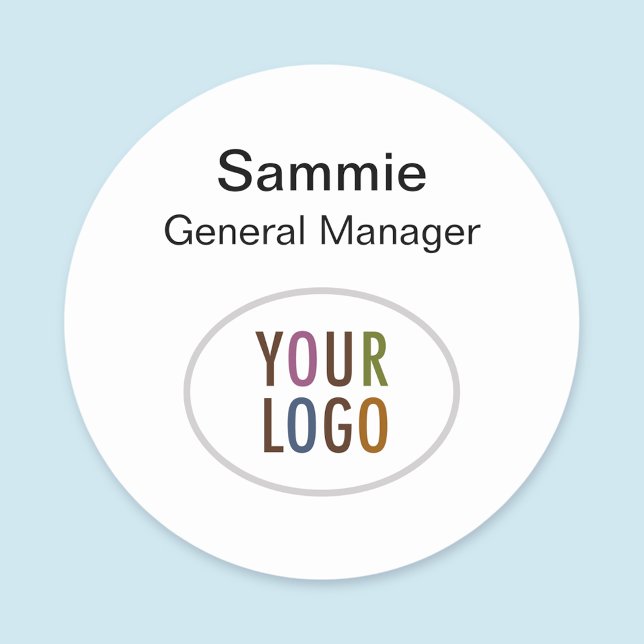 3-tums Anpassningsbar runda magneter Namn bricka e Namnbricka (MISOOK White Round Name Tag with Logo)