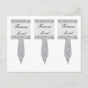 3 Tvåfärgade Plockor av Grått Damask Wedding Kopp Vykort
