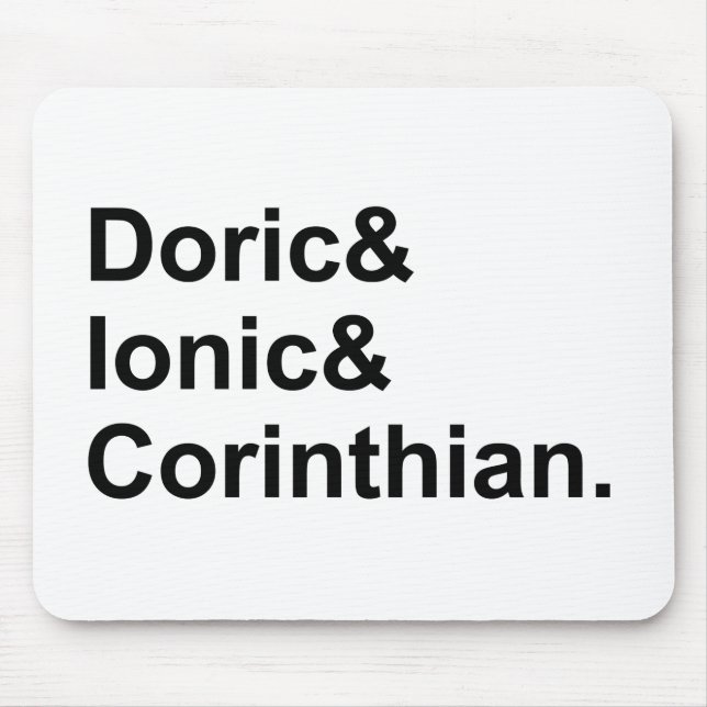 3 Typer av grekiska kolumner | Doric Ionic Corinth Musmatta (Framsidan)
