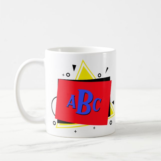 3 Ursprungligt Brev monogram Geometric Färg Lagrar Kaffemugg (Vänster)