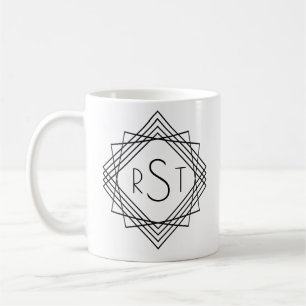 3 Ursprungligt monogram Brev Classic Geometric Lin Kaffemugg
