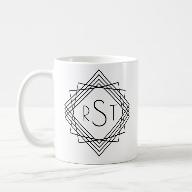 3 Ursprungligt monogram Brev Classic Geometric Lin Kaffemugg (Vänster)