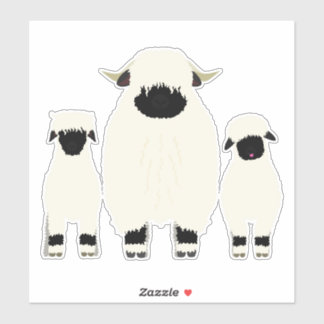 3 Valais Black Nose Sheep i en rad Klistermärken