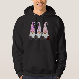 3 Valentine Gnomes Cute Elves Hearts Kärlek Nordic Hoodie
