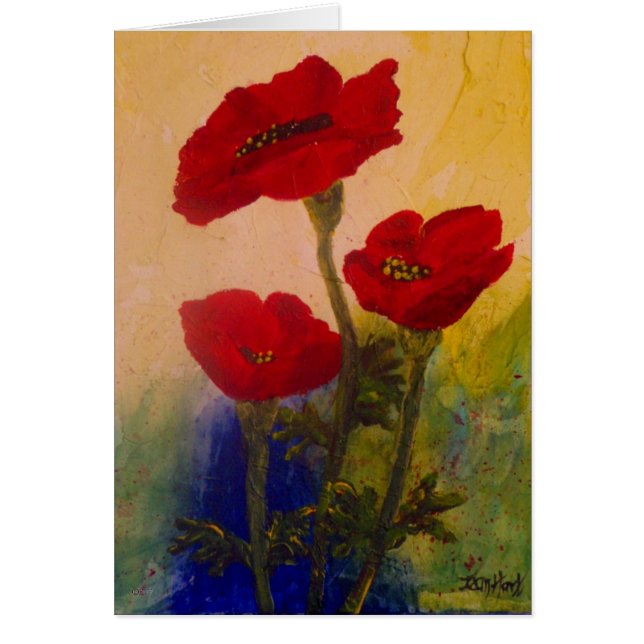 3 vallmor hälsningskort (Framsidan)