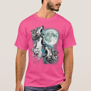 3 Varg Måne Howling Varg Head Funny Vargar T Shirt