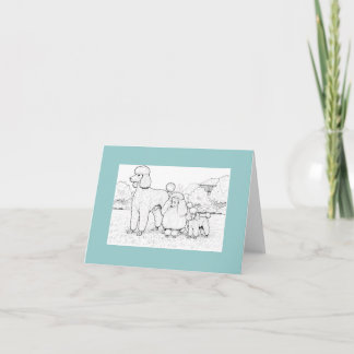 3 variationer av pudlar Notecard Kort
