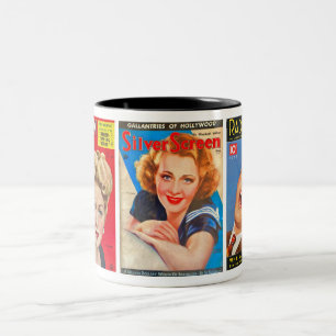 3 VINTAGAR HOLLYWOOD MAGAZINES Två-Tonad MUGG