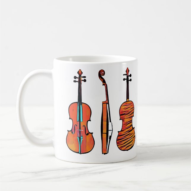 3 violins Original Music Instruments Pop Art Kaffemugg (Vänster)