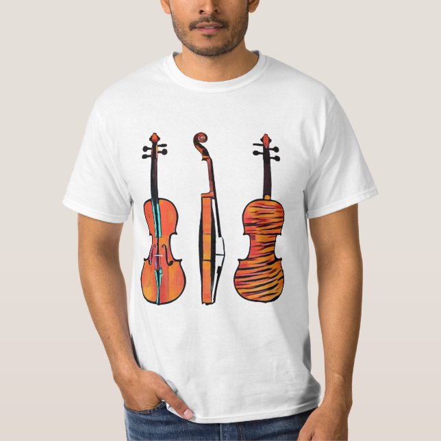 3 violins Original Musical Instruments Pop Art T Shirt (Framsida)