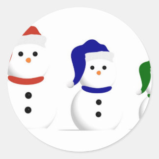 3 Vita Snögubbar Runt Klistermärke