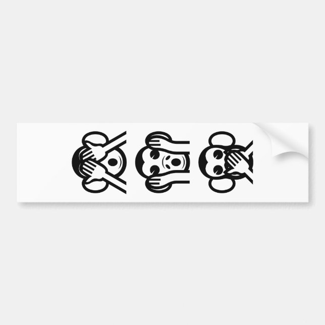 3 Wise Monkey Emoji Bildekal (Framsidan)