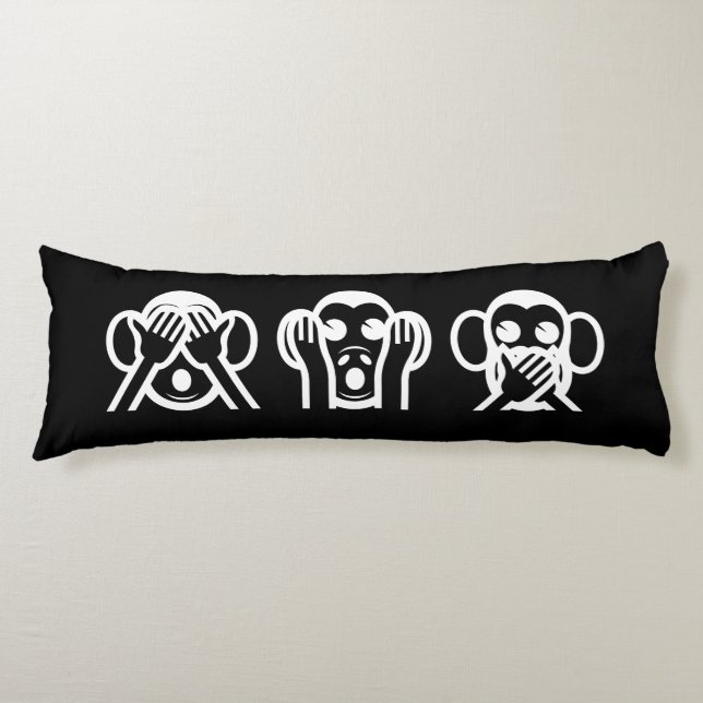 3 Wise Monkey Emoji Body Pillow Kroppskudde (Framsidan)