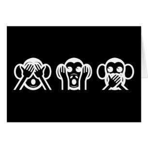 3 Wise Monkey Emoji Hälsningskort