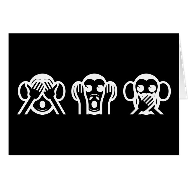 3 Wise Monkey Emoji Hälsningskort (Framsidan Horizontal)