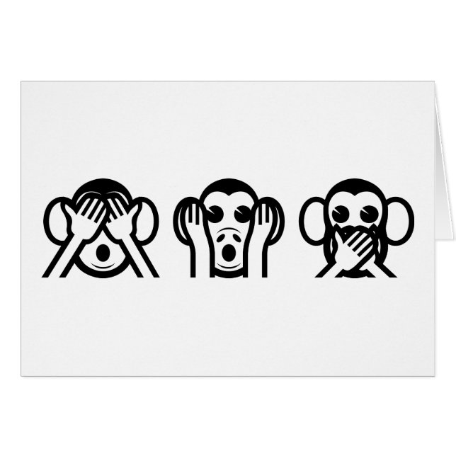3 Wise Monkey Emoji Hälsningskort (Framsidan Horizontal)