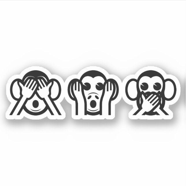3 Wise Monkey Emoji Klistermärken (Framsida)