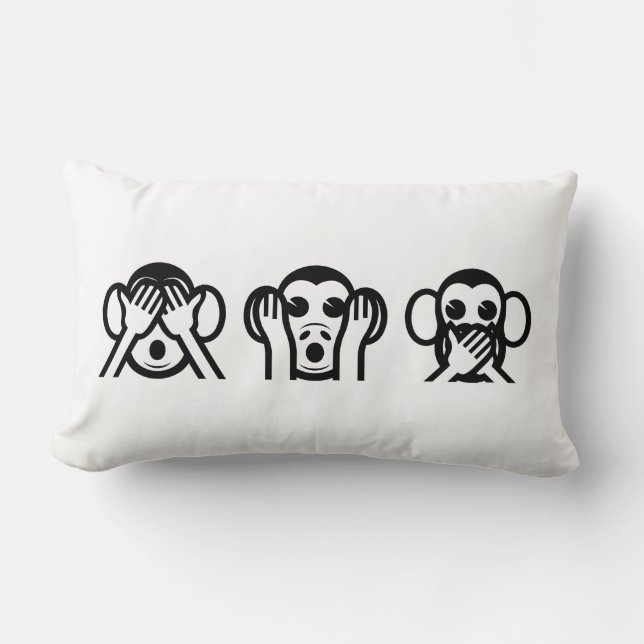 3 Wise Monkey Emoji Lumbarkudde (Framsida)