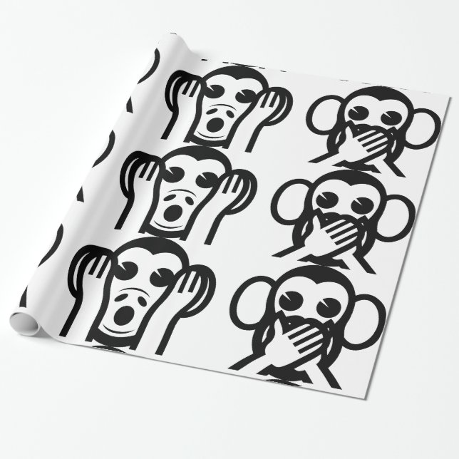 3 Wise Monkey Emoji Presentpapper (Utrullad)