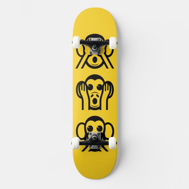 3 Wise Monkey Emoji Skateboard Bräda 19,5 Cm (Framsida)