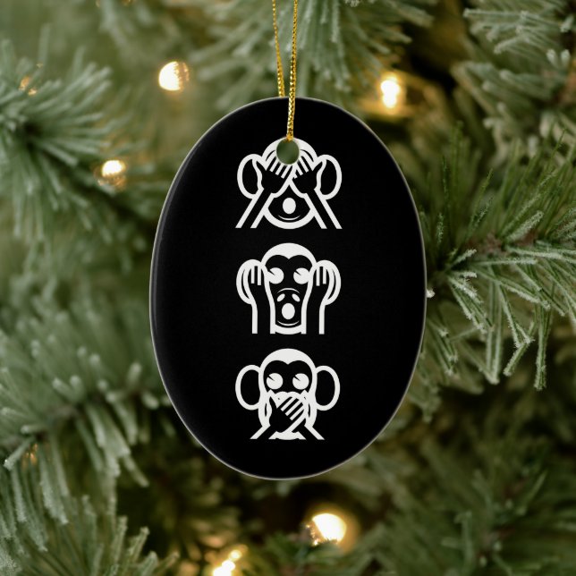 3 Wise Monkey Emoji Small jul Stock Julgransprydnad Keramik (Träd)
