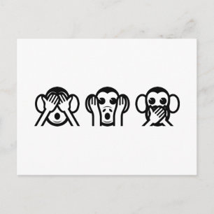 3 Wise Monkey Emoji Vykort