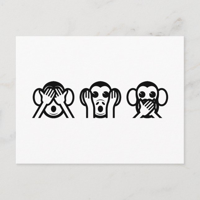 3 Wise Monkey Emoji Vykort (Framsida)