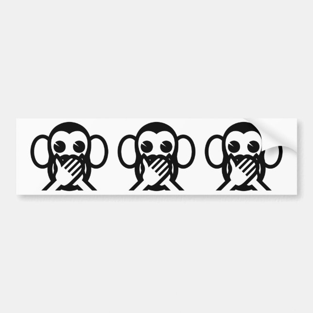 3 Wise Monkey Iwazaru 言 わ ざ る tala NO Evil Emoji Bildekal (Framsidan)