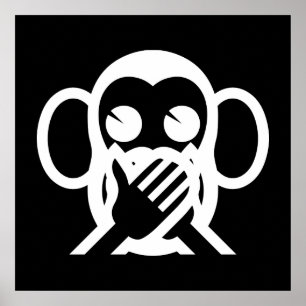 3 Wise Monkey Iwazaru 言 わ ざ る tala NO Evil Emoji Poster