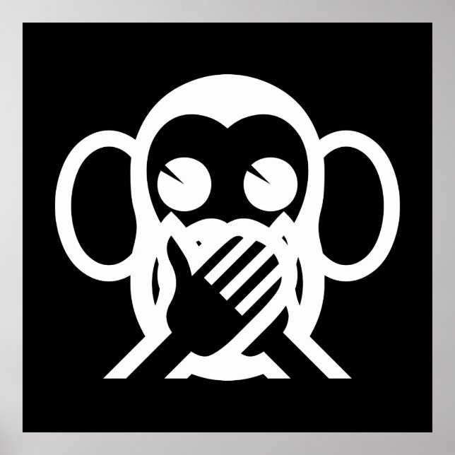 3 Wise Monkey Iwazaru 言 わ ざ る tala NO Evil Emoji Poster (Framsidan)