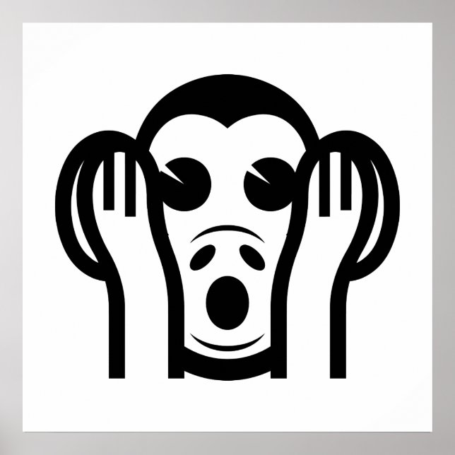3 Wise Monkey Kikazaru 聞 か ざ る Hear NO Evil Emoji Poster (Framsidan)