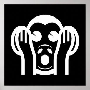 3 Wise Monkey Kikazaru 聞 か ざ る Hear NO Evil Emoji Poster