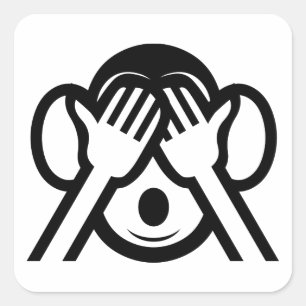 3 Wise Monkey Mizaru 見 ざ る Se NO Evil Emoji Fyrkantigt Klistermärke