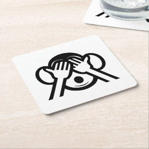3 Wise Monkey Mizaru 見 ざ る Se NO Evil Emoji Underlägg Papper Kvadrat