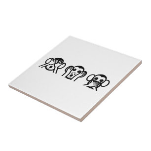 3 Wise Monkeys Emoji Kakelplatta