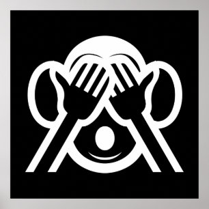 3 Wise Monkeys Mizaru 見 ざ る Evil Emoji Poster