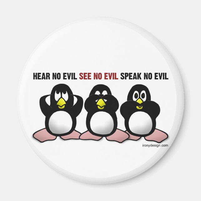 3 Wise Penguins Magnet (Framsidan)