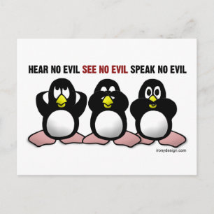 3 Wise Penguins Vykort
