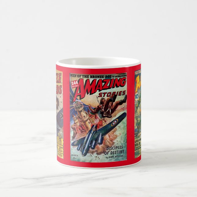 3 WWII ERA PULP MAGAZINE COVERS KAFFEMUGG (Center)