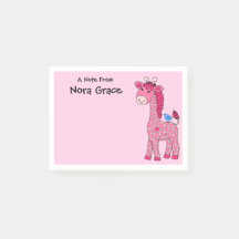 3"x4" POST-IT-NOTER ROSA GIRAFFE-ANPASSAT NAMN