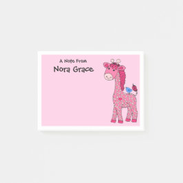 3"x4" POST-IT-NOTER ROSA GIRAFFE-ANPASSAT NAMN Post-it Block